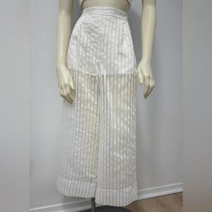 BCBGMAXAZRIA Sheer Striped Wide Leg Cropped Pants NWT Size 6 $248